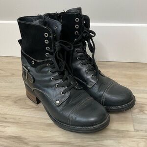 Taos Crave Black Leather and Suede Boots Size EU 42 11-11.5